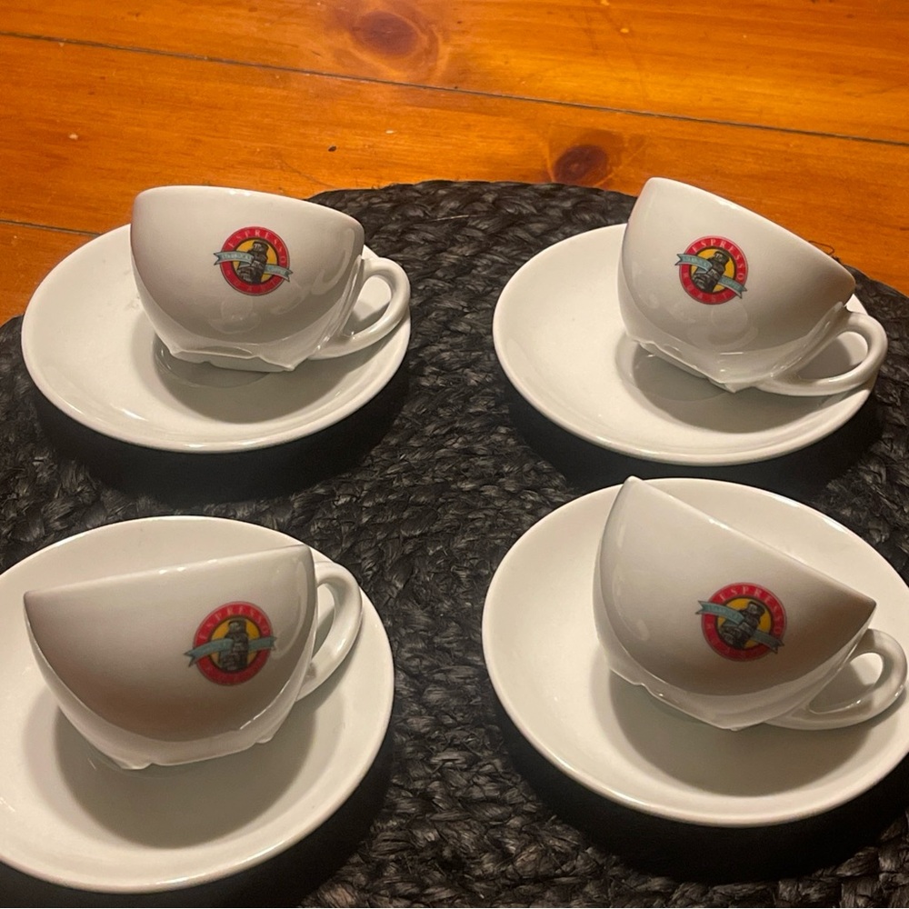 4 Starbucks porcelain vintage White Coffee Cups with leaning tower of Pisa